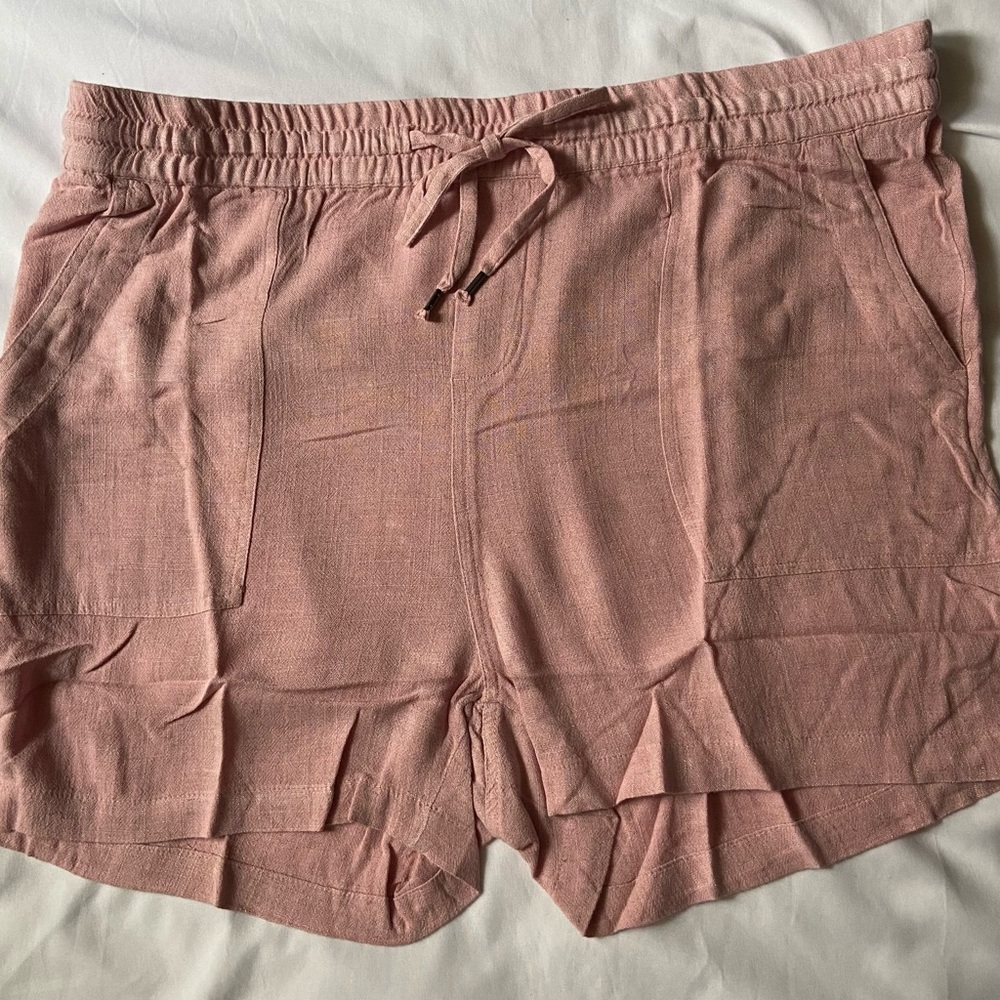 Style & Co Plus Women's Tie-Front Shorts Pink Icing Size 3X
